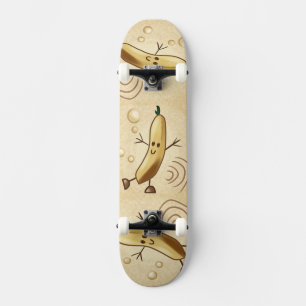 Cute happy banana skateboard