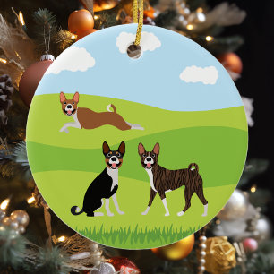 Cute Happy Basenji Hound Love Ceramic Ornament