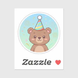 Cute Happy Bear New Year 2026 Kids' Festive Party Sticker