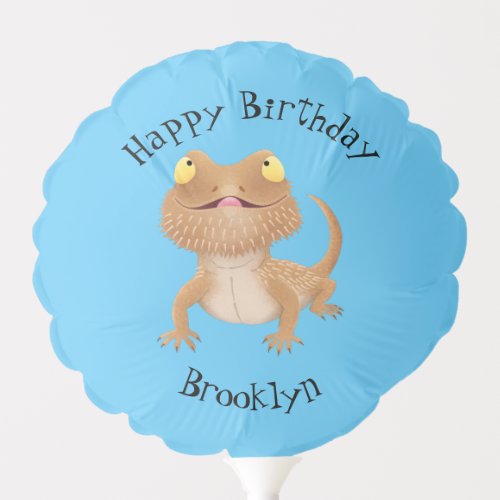 Cute happy bearded dragon lizard cartoon balloon