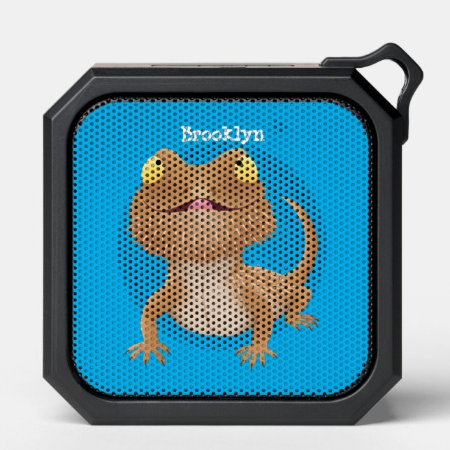 Cute happy bearded dragon lizard cartoon bluetooth speaker (Front)