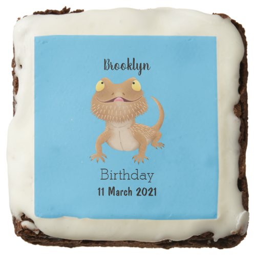 Cute happy bearded dragon lizard cartoon brownie