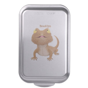 Cute happy bearded dragon lizard cartoon cake pan