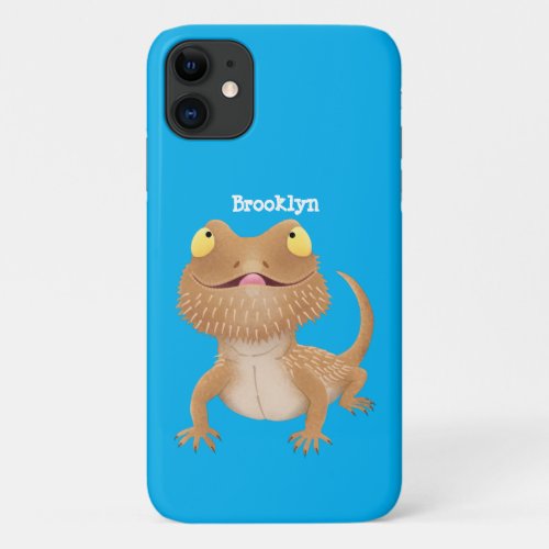 Cute happy bearded dragon lizard cartoon iPhone 11 case