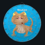 Cute happy bearded dragon lizard cartoon dart board<br><div class="desc">This design features a cute happy and hungry bearded dragon lizard in cartoon illustration style. Reptile fun!</div>
