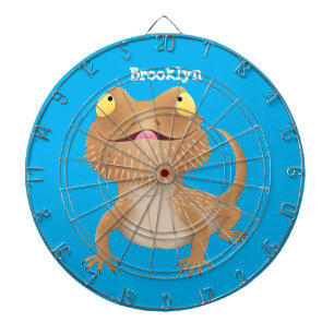 Cute happy bearded dragon lizard cartoon  dart board