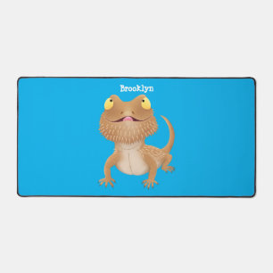 Cute happy bearded dragon lizard cartoon desk mat