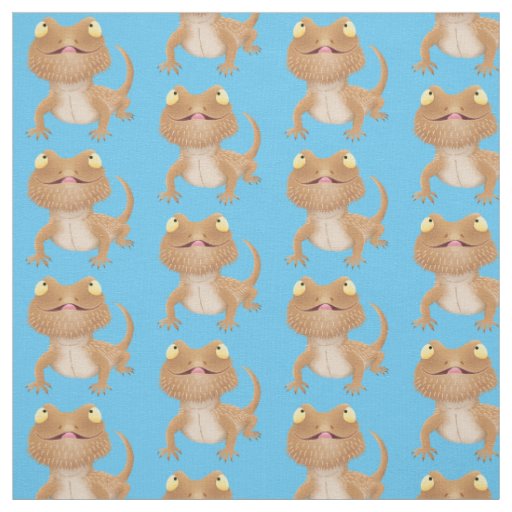 Cute happy bearded dragon lizard cartoon fabric