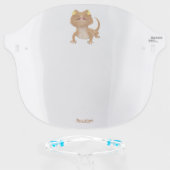 Cute happy bearded dragon lizard cartoon face shield (Front w/Glasses)
