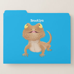 Cute happy bearded dragon lizard cartoon  file folder