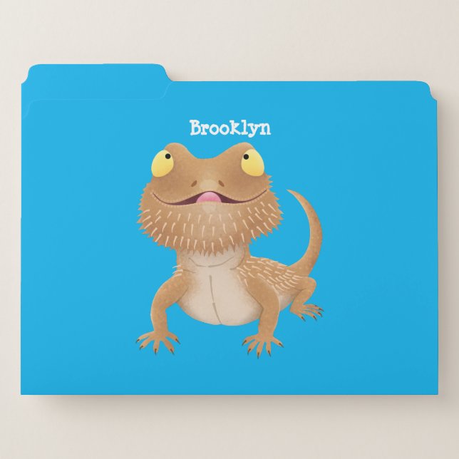 Cute happy bearded dragon lizard cartoon  file folder (Front Left)