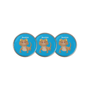 Cute happy bearded dragon lizard cartoon golf ball marker