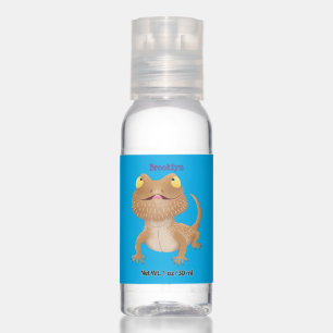 Cute happy bearded dragon lizard cartoon hand sanitizer