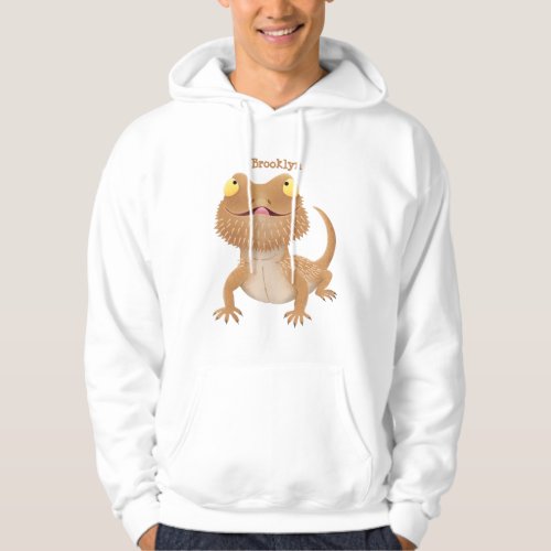 Cute happy bearded dragon lizard cartoon hoodie