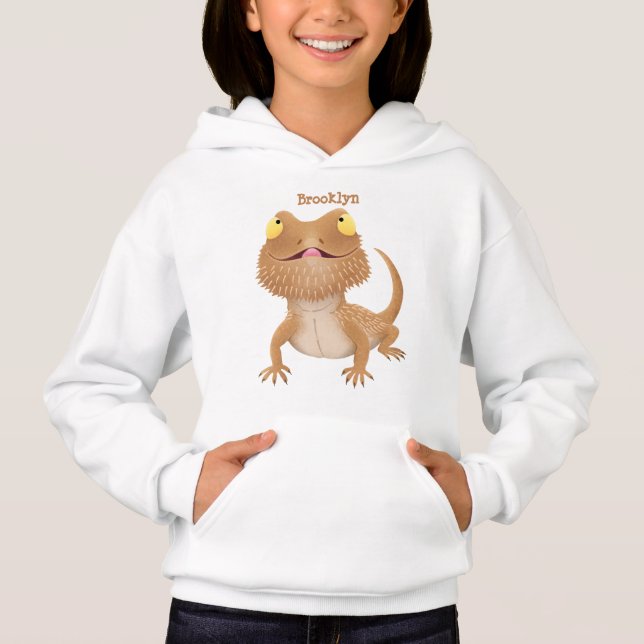 Cute happy bearded dragon lizard cartoon hoodie (Front)
