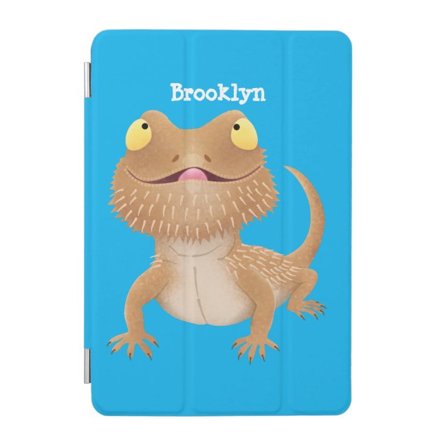 Cute happy bearded dragon lizard cartoon iPad mini cover (Front)