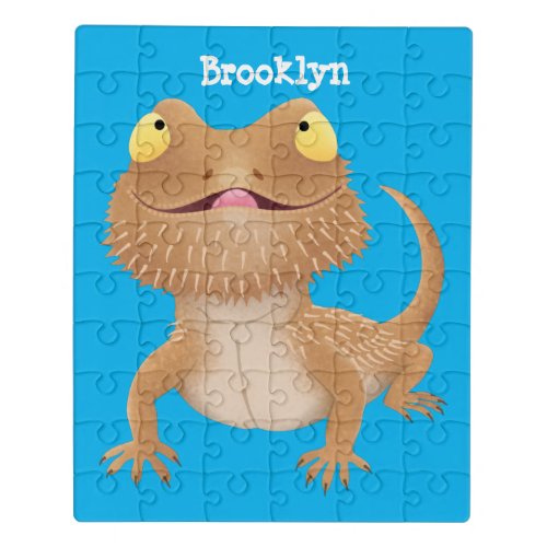 Cute happy bearded dragon lizard cartoon jigsaw puzzle