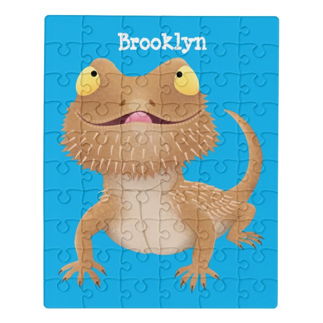 Cute happy bearded dragon lizard cartoon jigsaw puzzle (Puzzle Vertical)