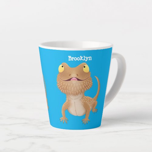 Cute happy bearded dragon lizard cartoon latte mug