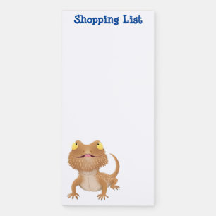 Cute happy bearded dragon lizard cartoon magnetic notepad
