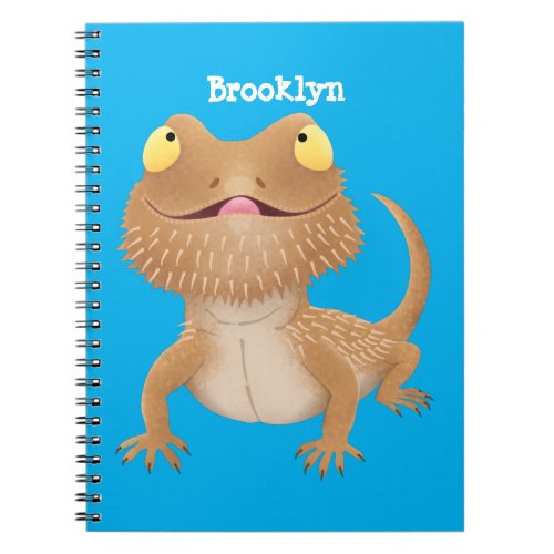Cute happy bearded dragon lizard cartoon notebook