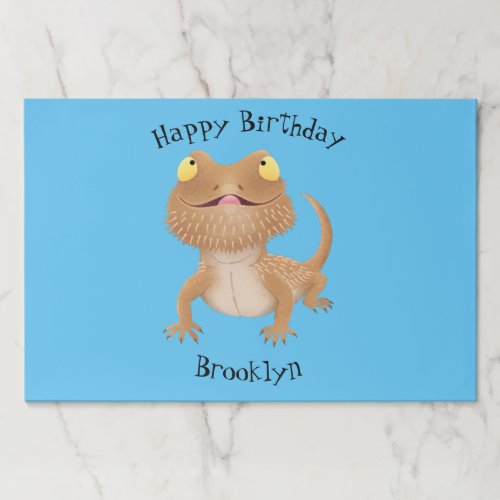 Cute happy bearded dragon lizard cartoon paper pad