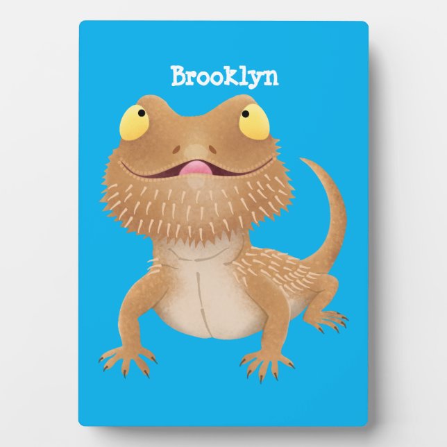 Cute happy bearded dragon lizard cartoon plaque (Front)