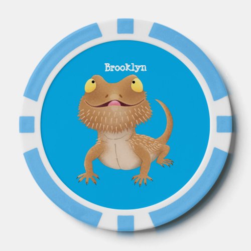 Cute happy bearded dragon lizard cartoon poker chips