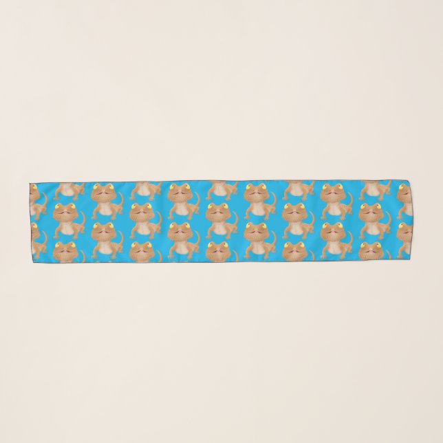 Cute happy bearded dragon lizard cartoon  scarf (Front (Horizontal))