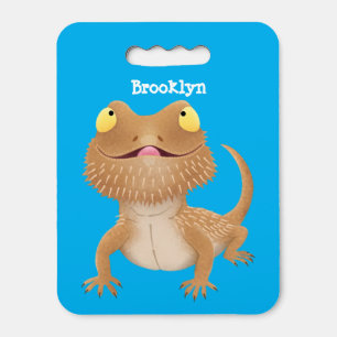 Cute happy bearded dragon lizard cartoon seat cushion