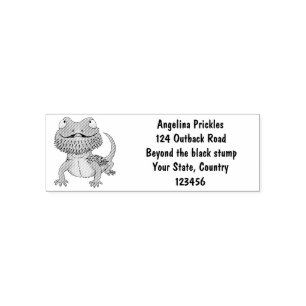 Cute happy bearded dragon lizard cartoon self-inking stamp