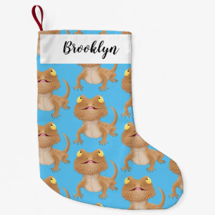 Cute happy bearded dragon lizard cartoon small christmas stocking