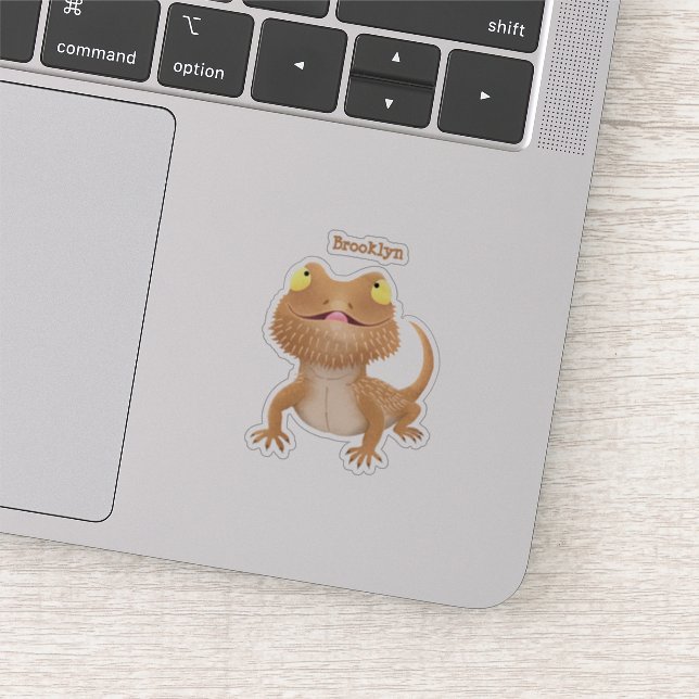 Cute happy bearded dragon lizard cartoon sticker (Detail)