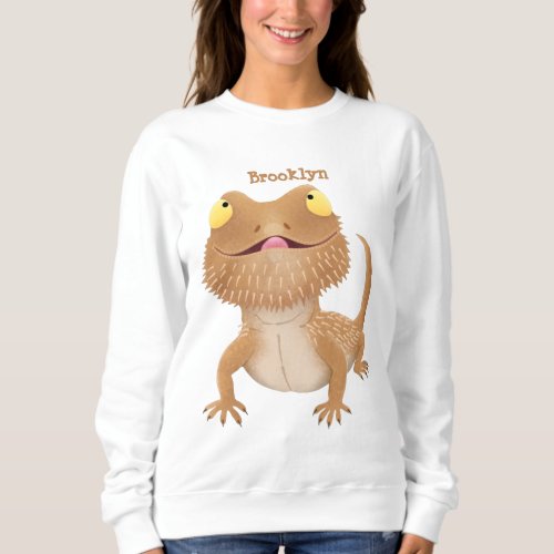 Cute happy bearded dragon lizard cartoon sweatshirt