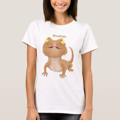 Cute happy bearded dragon lizard cartoon T_Shirt