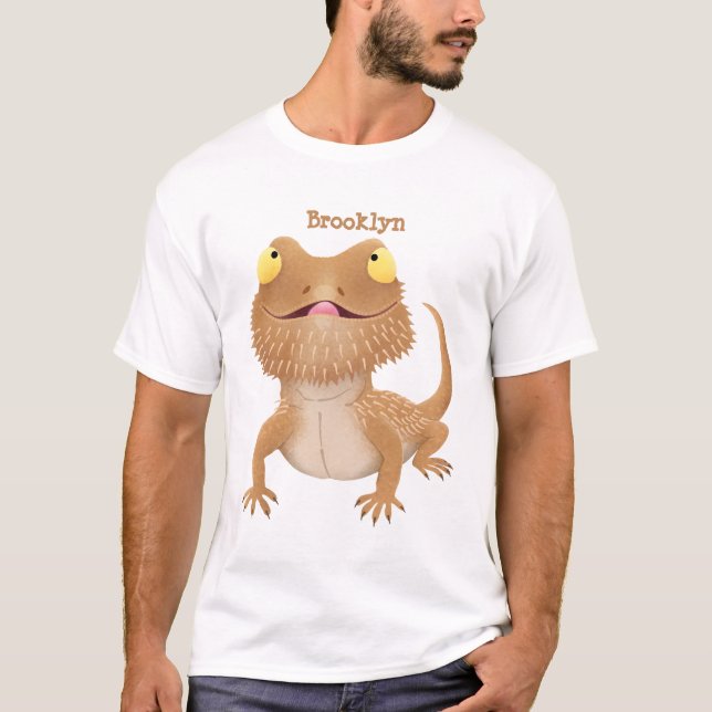 Cute happy bearded dragon lizard cartoon T-Shirt (Front)