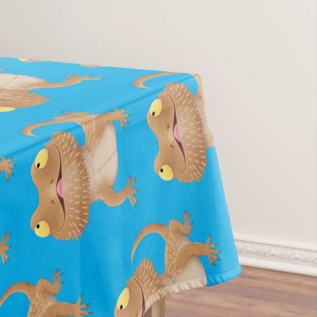 Cute happy bearded dragon lizard cartoon tablecloth (In Situ)
