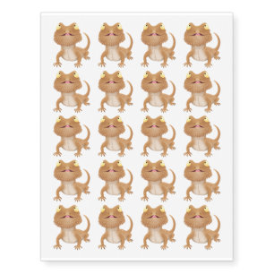 Cute happy bearded dragon lizard cartoon temporary tattoos