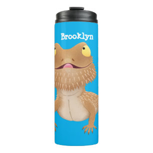 Cute happy bearded dragon lizard cartoon thermal tumbler