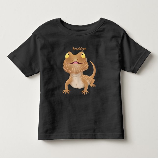 Cute happy bearded dragon lizard cartoon  toddler t-shirt (Front)