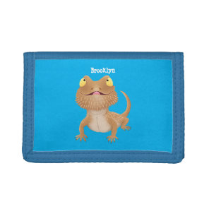 Cute happy bearded dragon lizard cartoon tri-fold wallet