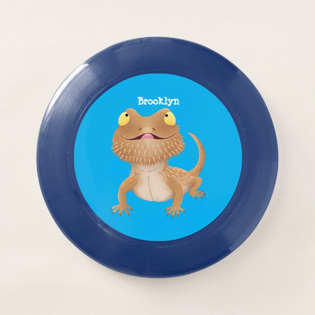 Cute happy bearded dragon lizard cartoon Wham-O frisbee (Front)