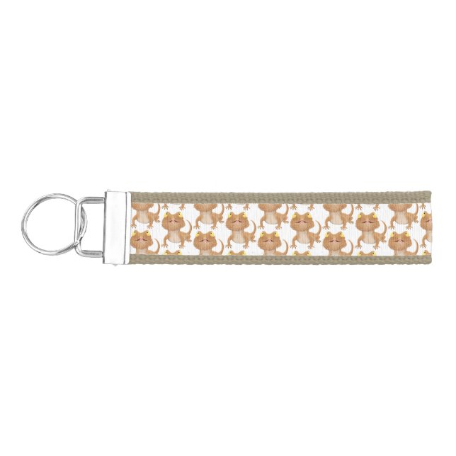 Cute happy bearded dragon lizard cartoon wrist keychain (Keys on Left)