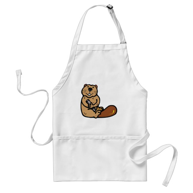 cute happy beaver adult apron (Front)