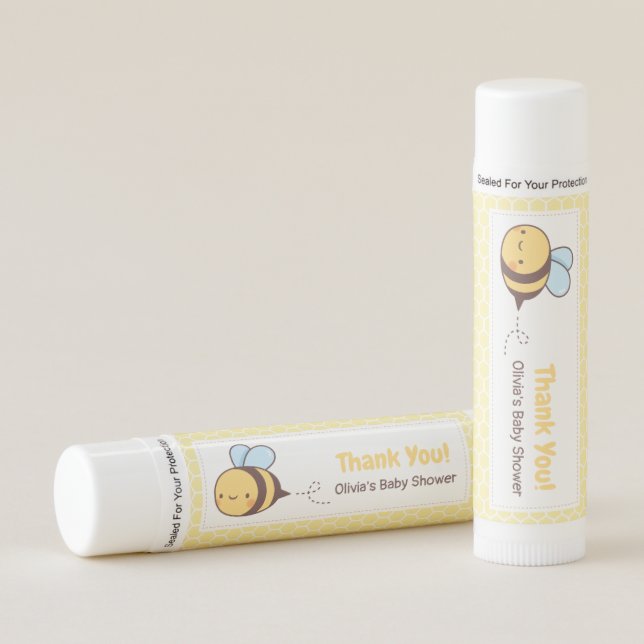 Cute Happy Bee Baby Shower Personalized Lip Balm (Front)