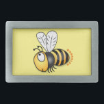 Cute happy bee cartoon illustration belt buckle<br><div class="desc">Share the latest buzz! This cute bumble bee is drawn in happy cartoon style.</div>