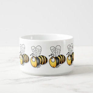Cute happy bee cartoon illustration bowl