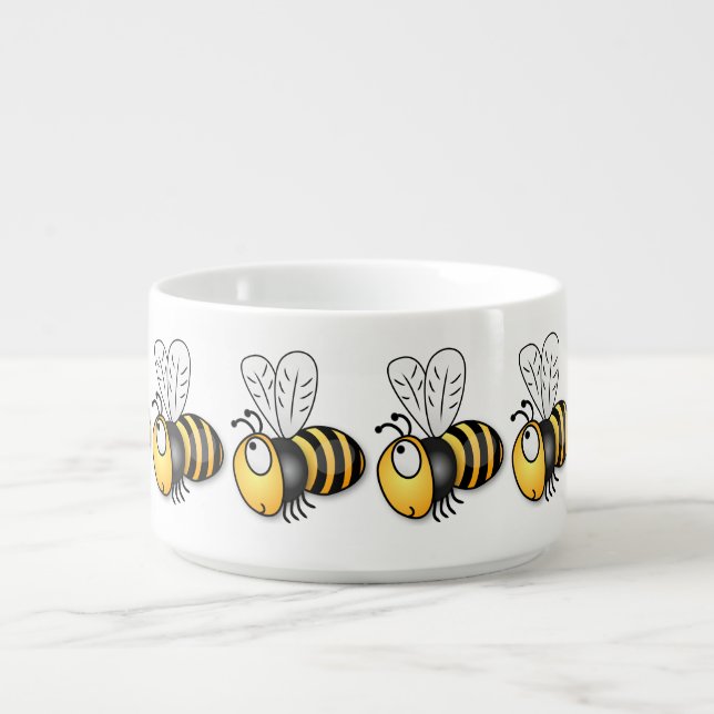 Cute happy bee cartoon illustration bowl (Center)