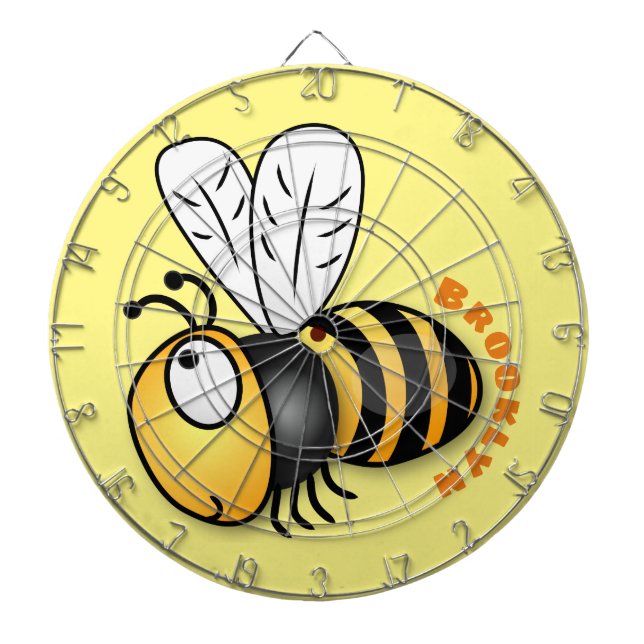 Cute happy bee cartoon illustration dart board (Front)