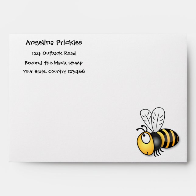 Cute happy bee cartoon illustration envelope (Front)